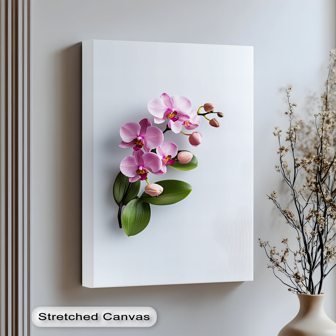 Pink Orchid Cascade – botanical floral canvas wall art

