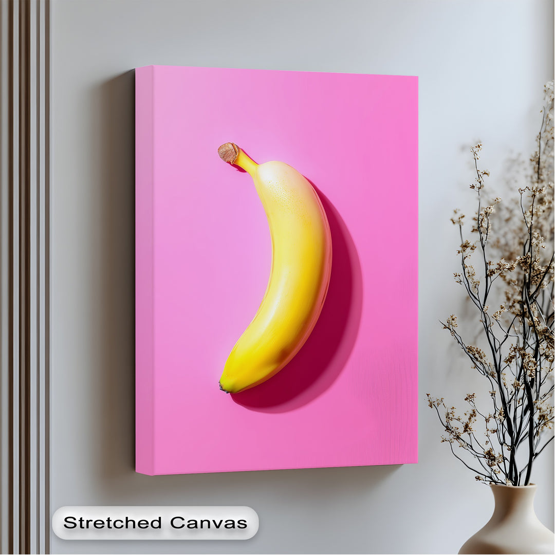 Pop Banana – Bold Yellow Fruit on Pink Canvas Print