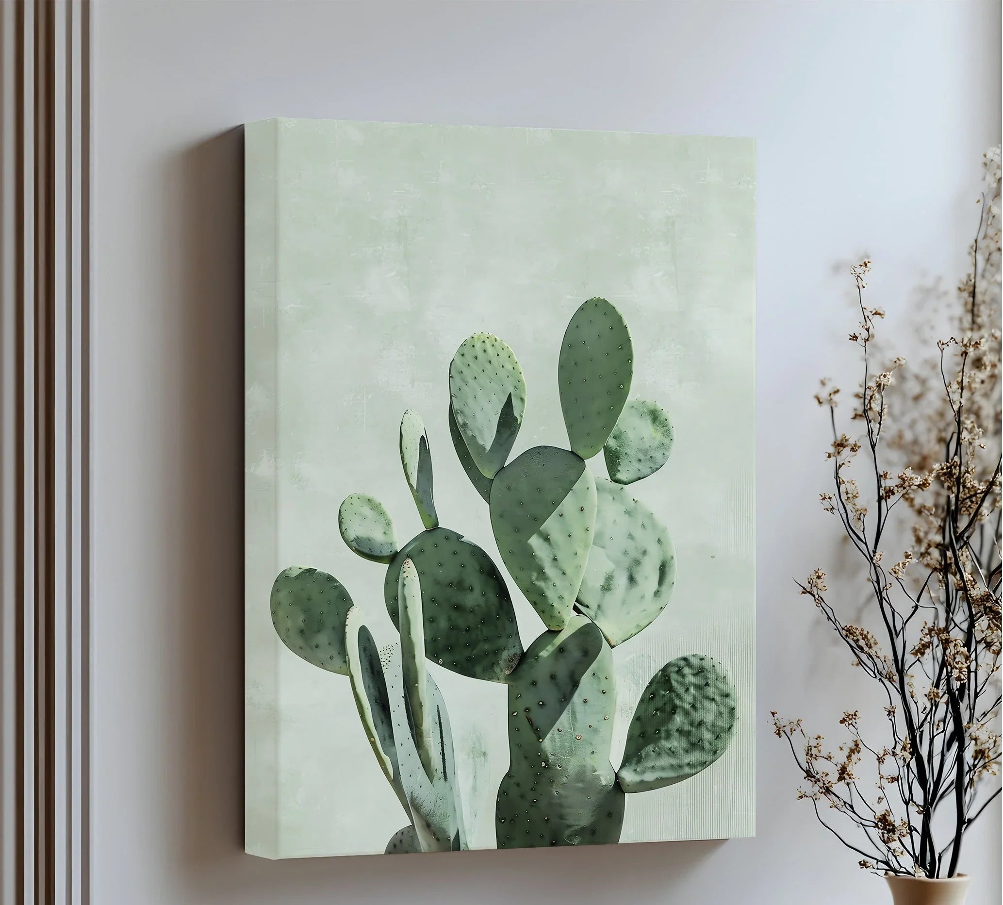 Prickly Pear Cactus Wall Art – Desert Minimalism Canvas Print ...
