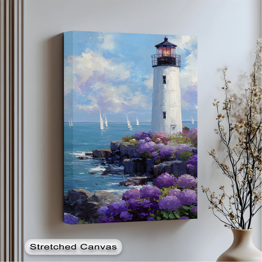 coastal lighthouse floral canvas
