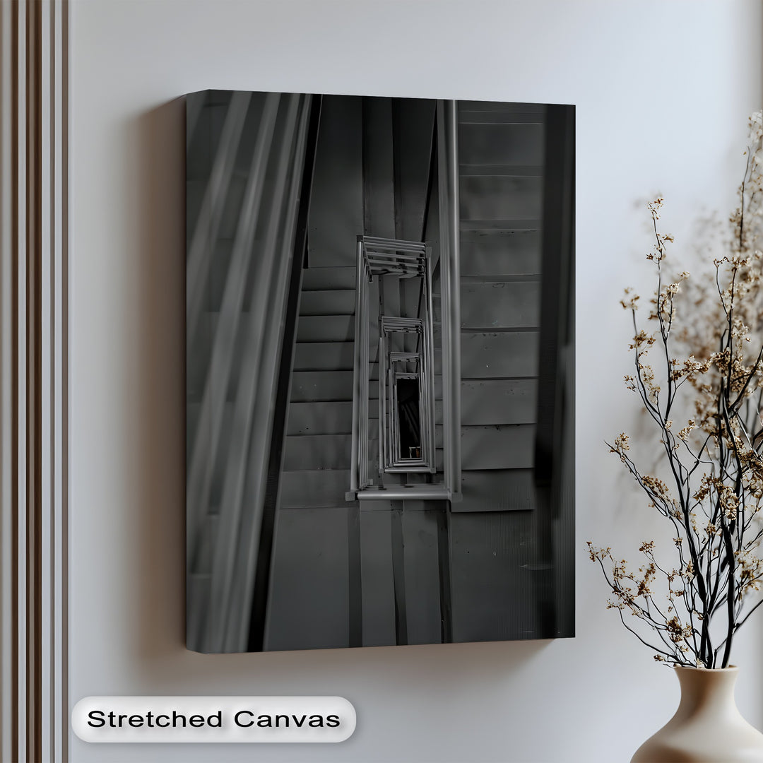 Step into modern elegance with this bold canvas wall art of architectural symmetry and depth.

