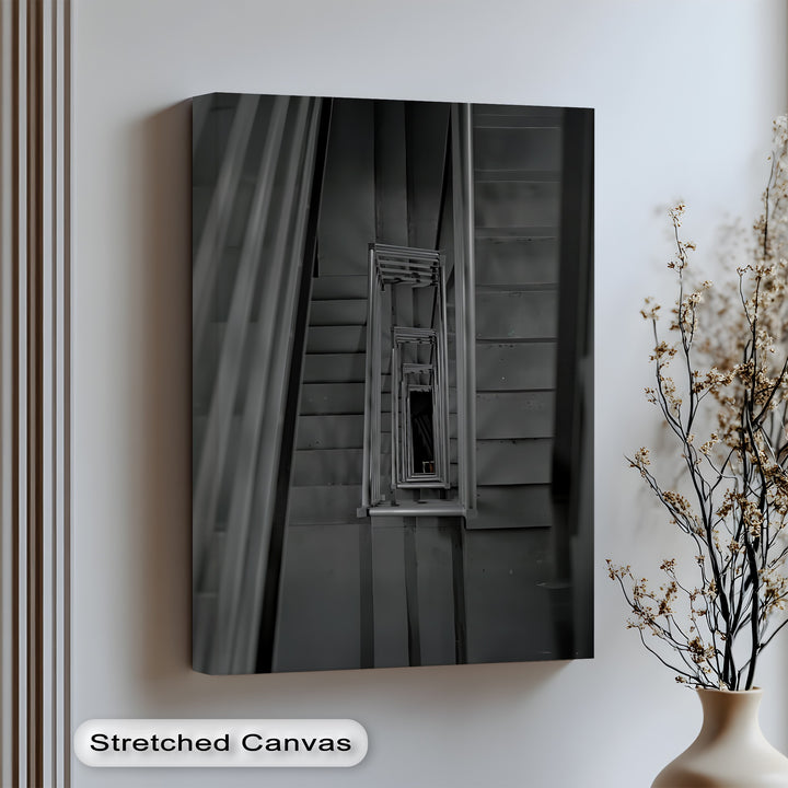 Step into modern elegance with this bold canvas wall art of architectural symmetry and depth.

