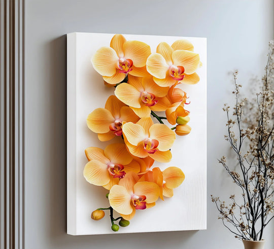 Golden Orchid Radiance – Orange Phalaenopsis Floral Canvas Print - MyPhotoStation