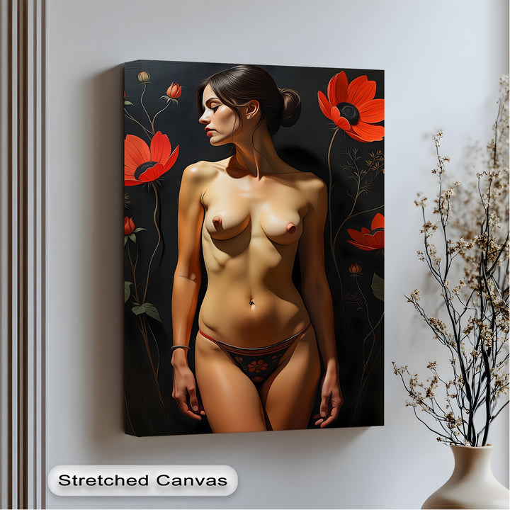 Crimson Blossom Muse – Sex Canvas Wall Art | Framed Art
