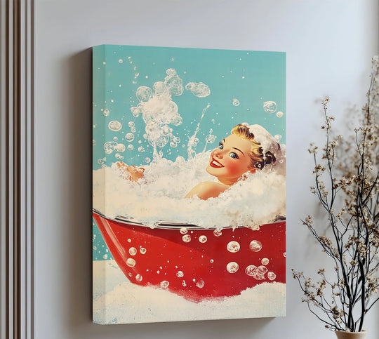 Bubbles & Glamour – Retro Bath Time Canvas Print - MyPhotoStation