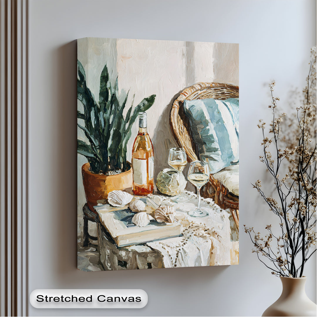 coastal wine still life canvas
