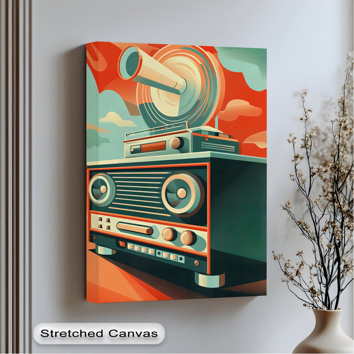 Sonic Boom – Abstract Retro Speaker Canvas Print