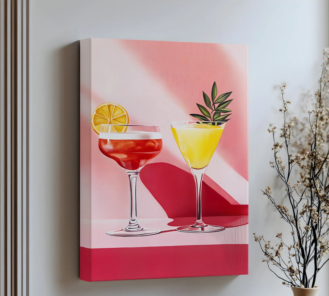 Sunset Sips – Modern Cocktail Glasses Canvas Print - MyPhotoStation