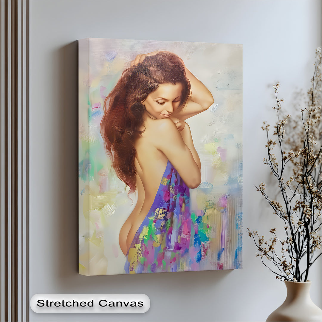 elegant abstract-inspired erotic canvas wall art vibrant tones framed artwork