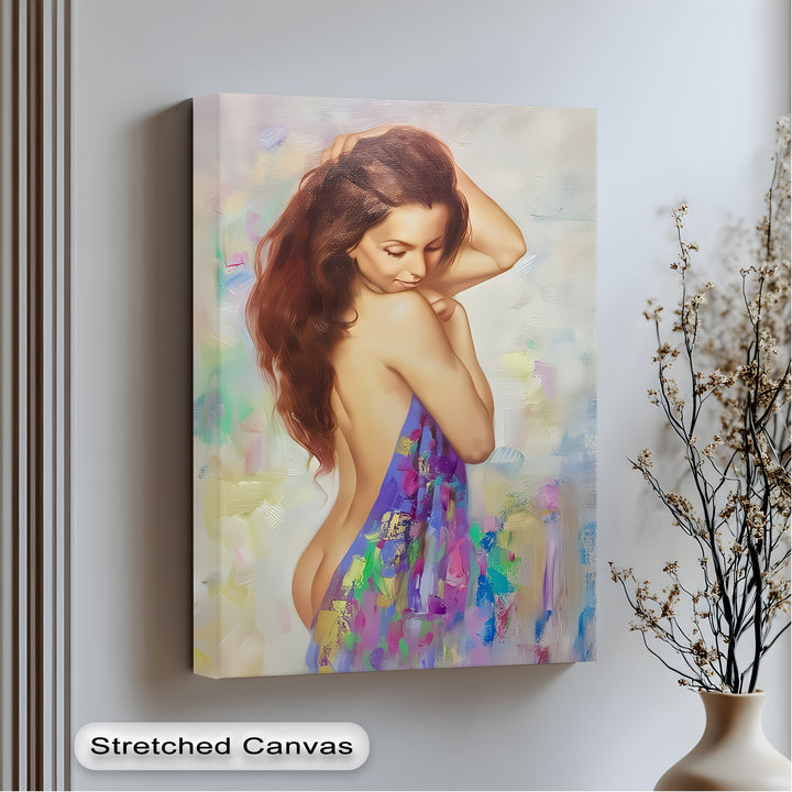 elegant abstract-inspired erotic canvas wall art vibrant tones framed artwork