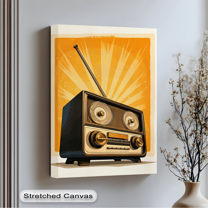 Broadcast Boom – Retro Radio Explosion Canvas Print