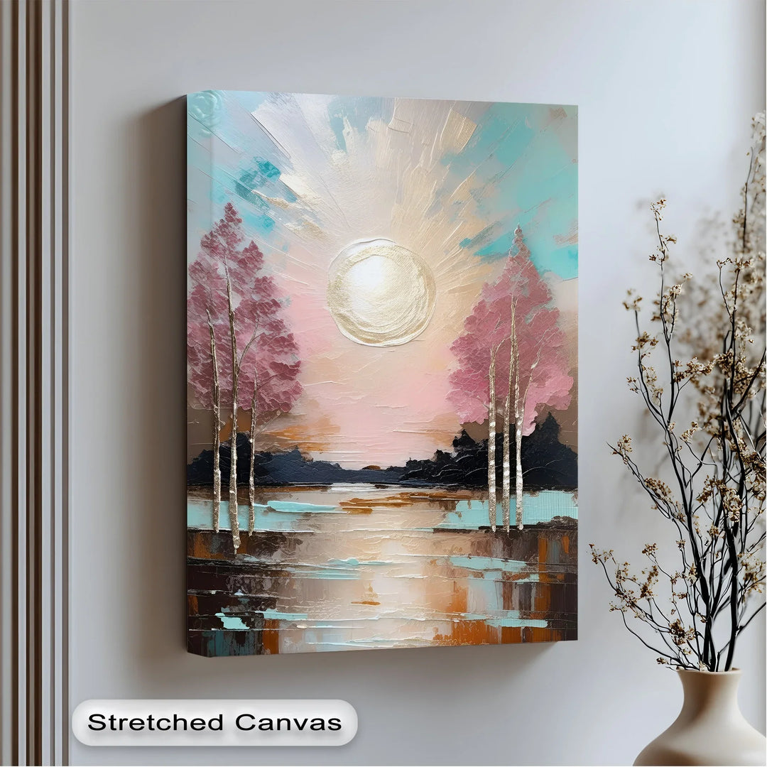 Abstract sunset landscape canvas wall art

