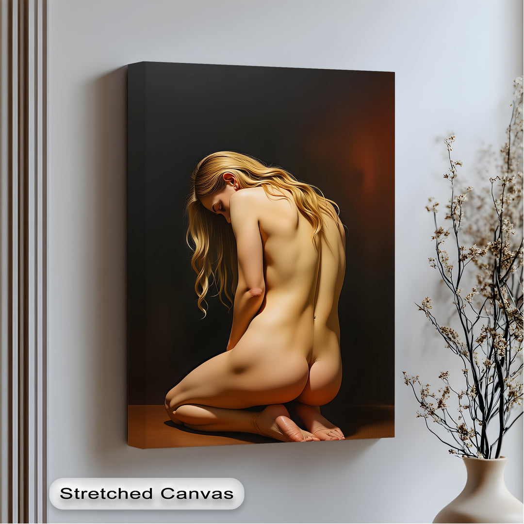 golden serenity erotic canvas wall art luxury bedroom décor
