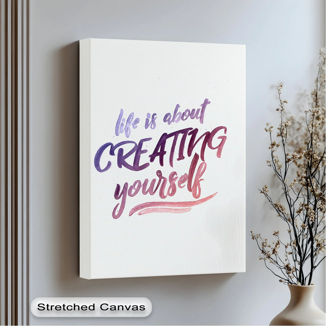Watercolor Inspirational Quote Canvas Print – Create Yourself

