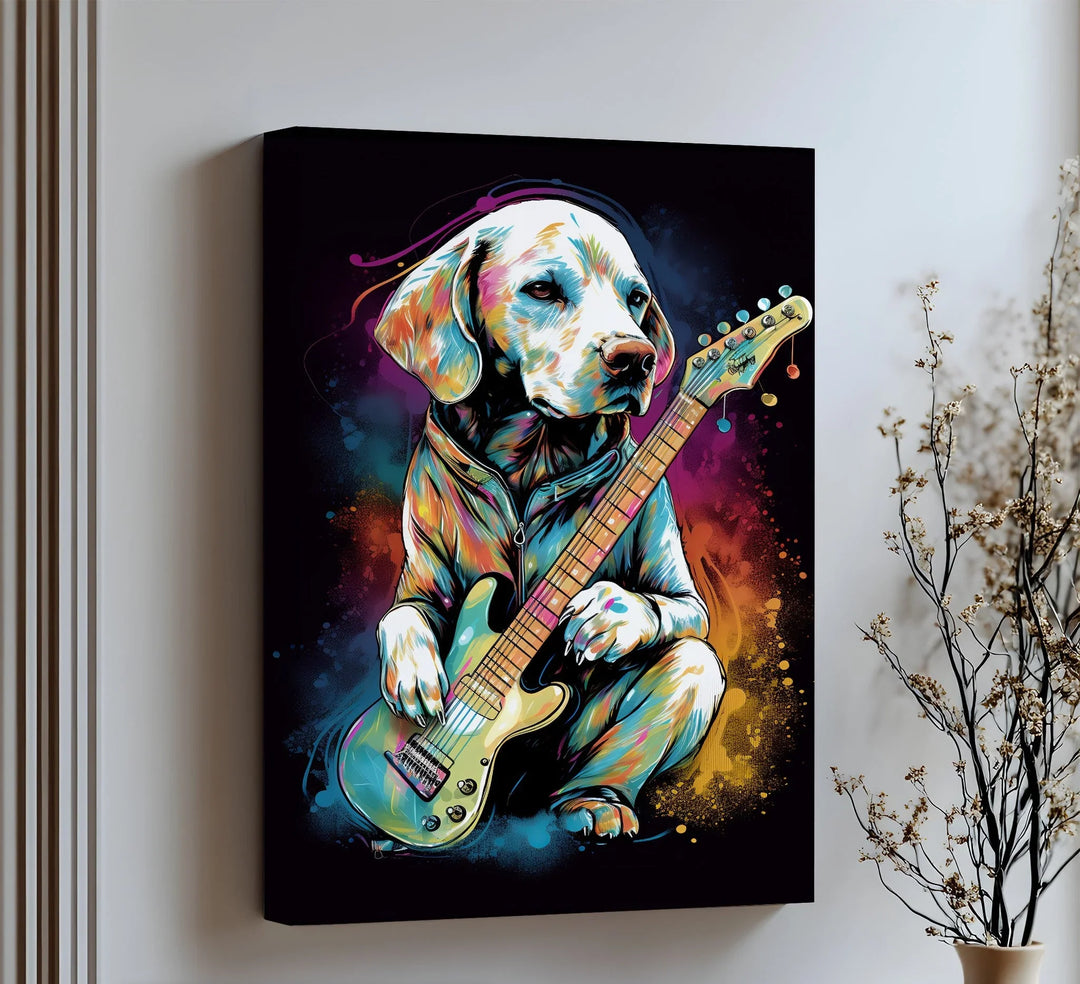Electric Pup Vibes – Colorful Rock Music Dog Portrait Puppies Canvas Print - MyPhotoStation
