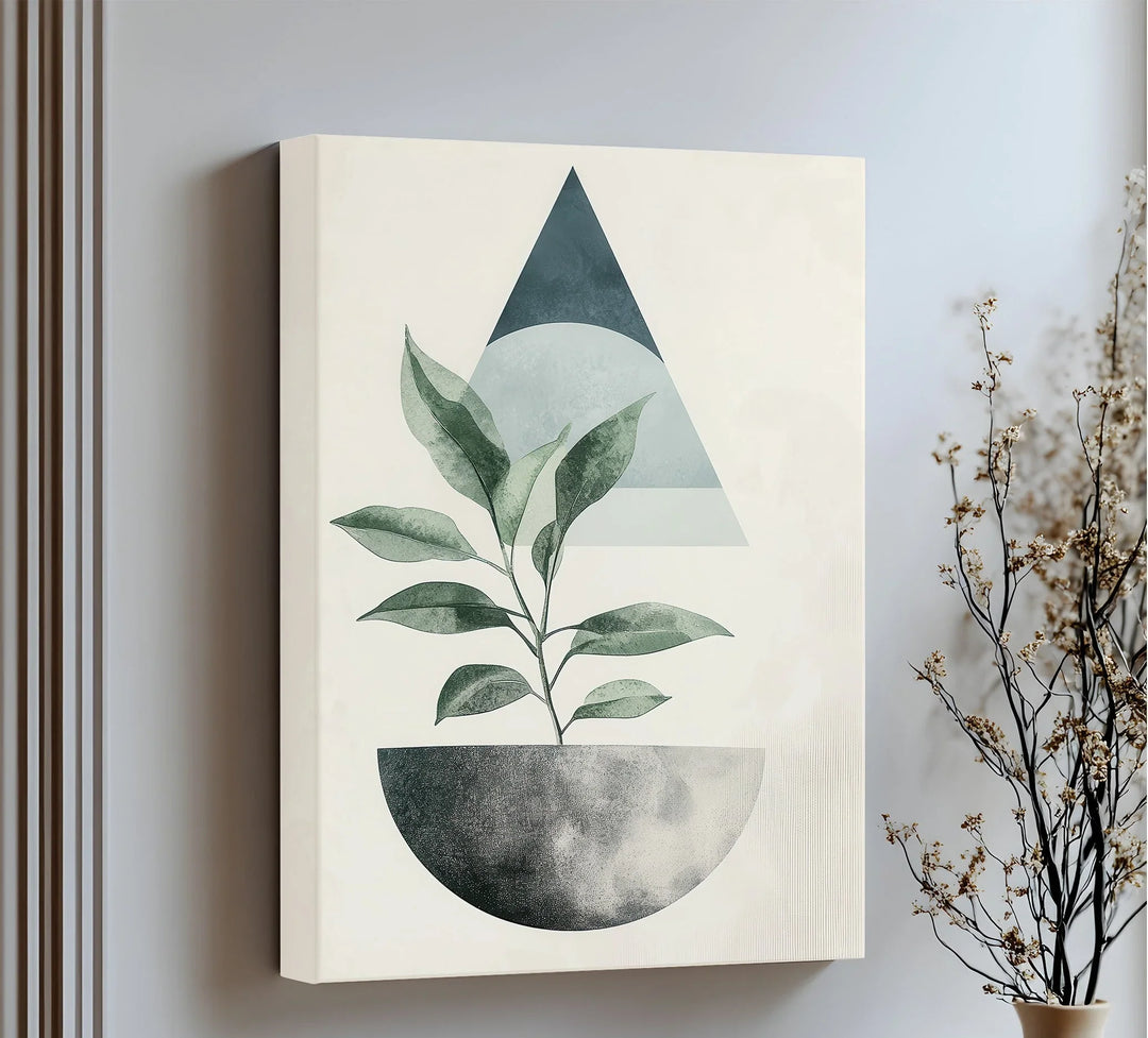Modern Harmony – Geometric Plant Abstract Canvas Print - MyPhotoStation