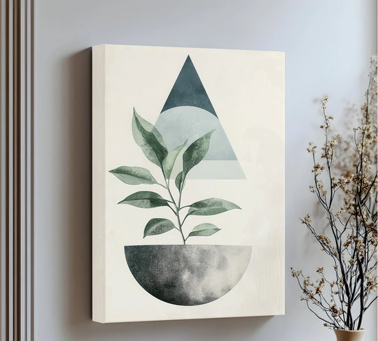 Modern Harmony – Geometric Plant Abstract Canvas Print - MyPhotoStation