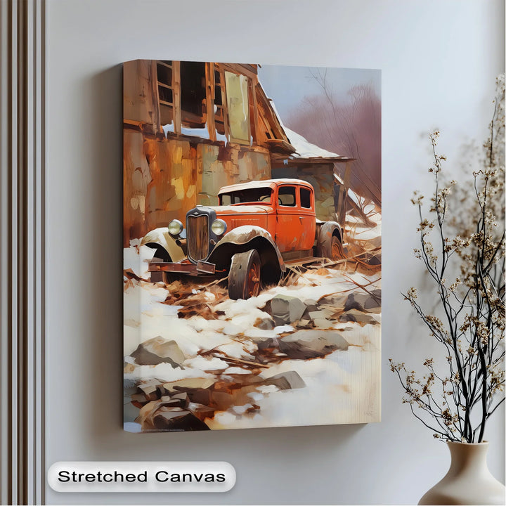 Forgotten Beauty in Snow – Vintage Truck Canvas Print - MyPhotoStation