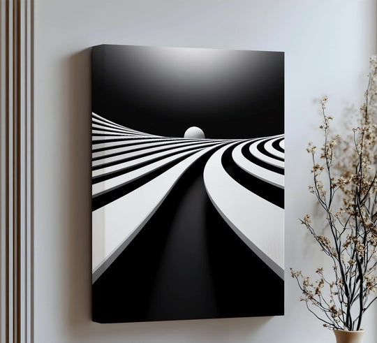 Minimalist Horizon Flow – Black & White Canvas Print - MyPhotoStation