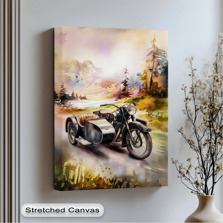 Retro Sidecar Ride Through the Pines – Car Canvas Print - MyPhotoStation
