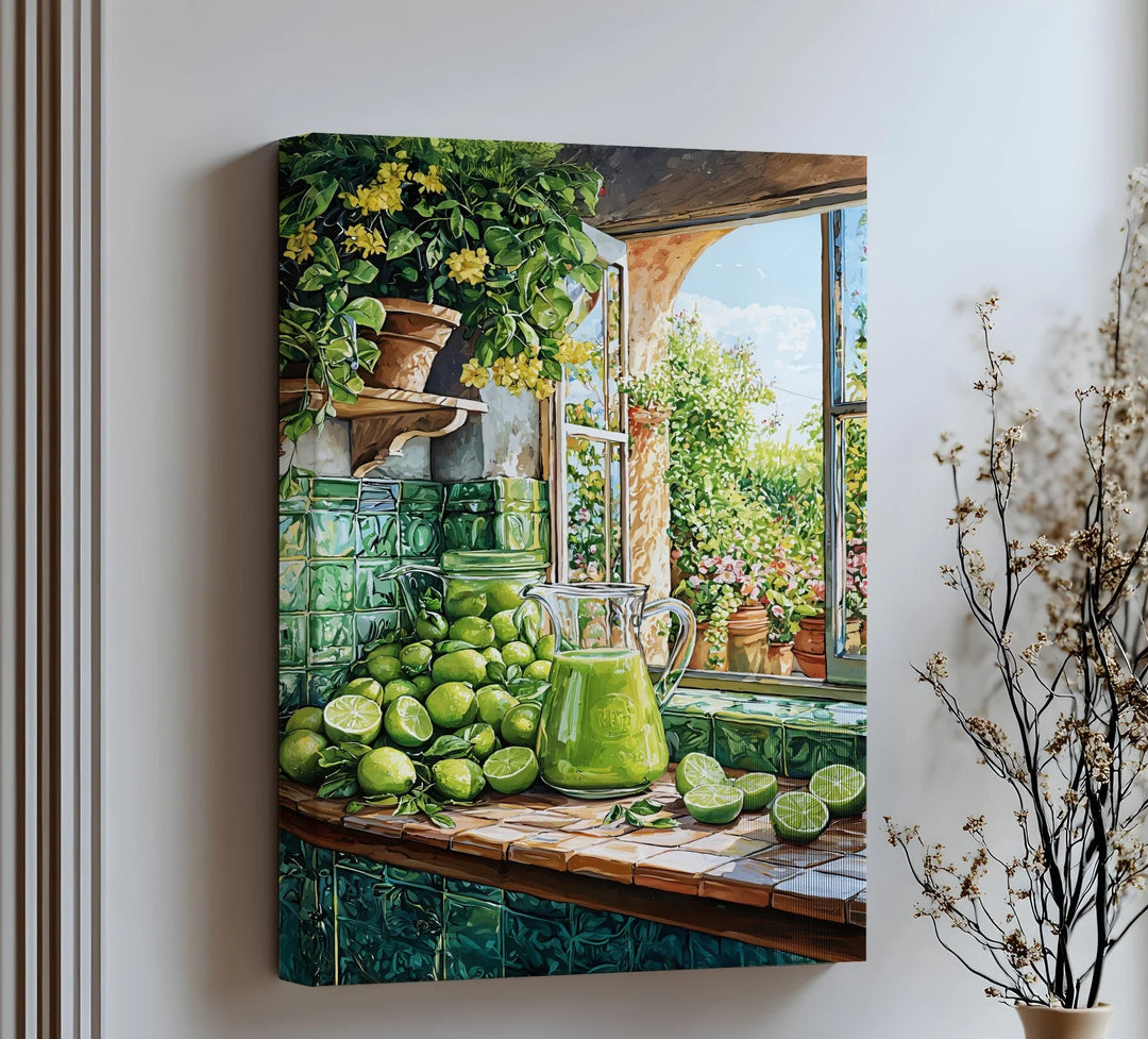 Lime Harvest Kitchen Scene – Mediterranean Style Canvas Print - MyPhotoStation