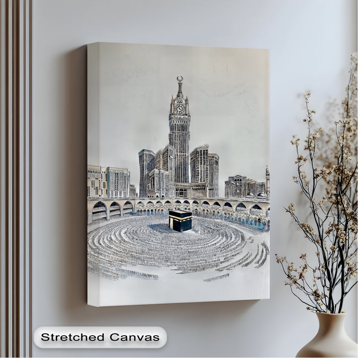Kaaba with Abraj Al-Bait Clock Tower – Islamic Wall Art