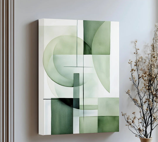 Soft Geometry in Sage – Minimalist Abstract Canvas Print - MyPhotoStation