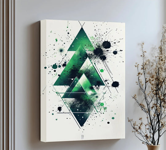 Geometric Green Explosion – Abstract Modern Canvas Print - MyPhotoStation