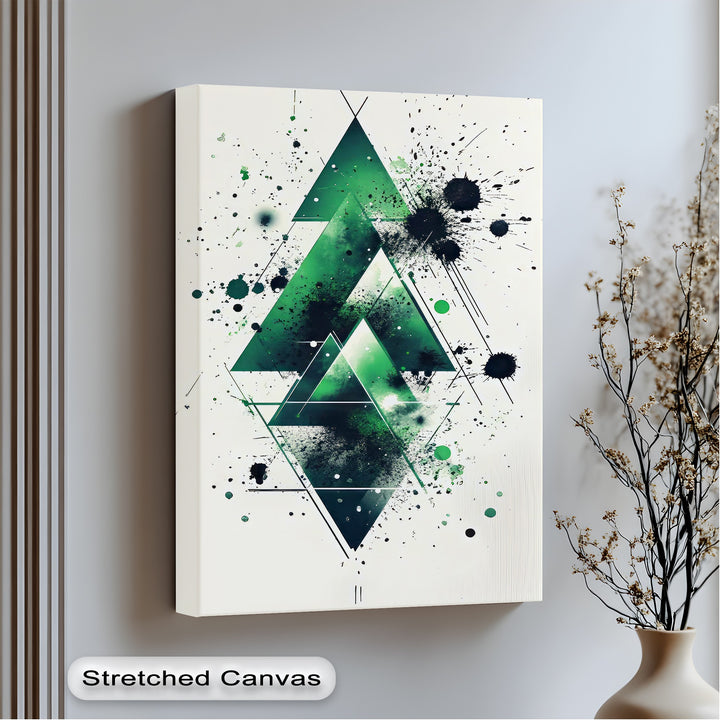 Geometric Green Explosion – Abstract Modern Canvas Print - MyPhotoStation