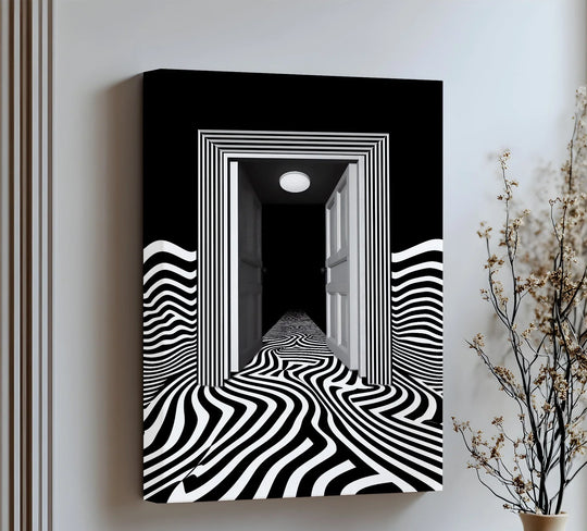 Optical Corridor Illusion – Black & White Canvas Print - MyPhotoStation