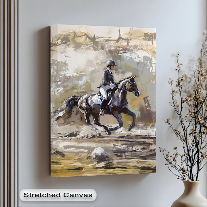 Equestrian Rider with Galloping - Horse Canvas Print
