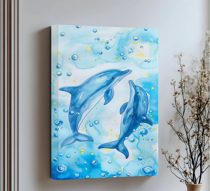 Joyful Dolphins in Bubbly Waters – Blue Ocean Canvas Prints - MyPhotoStation