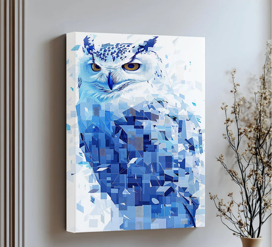 Geometric Snow Owl Portrait – Animal Blue Canvas Prints - MyPhotoStation
