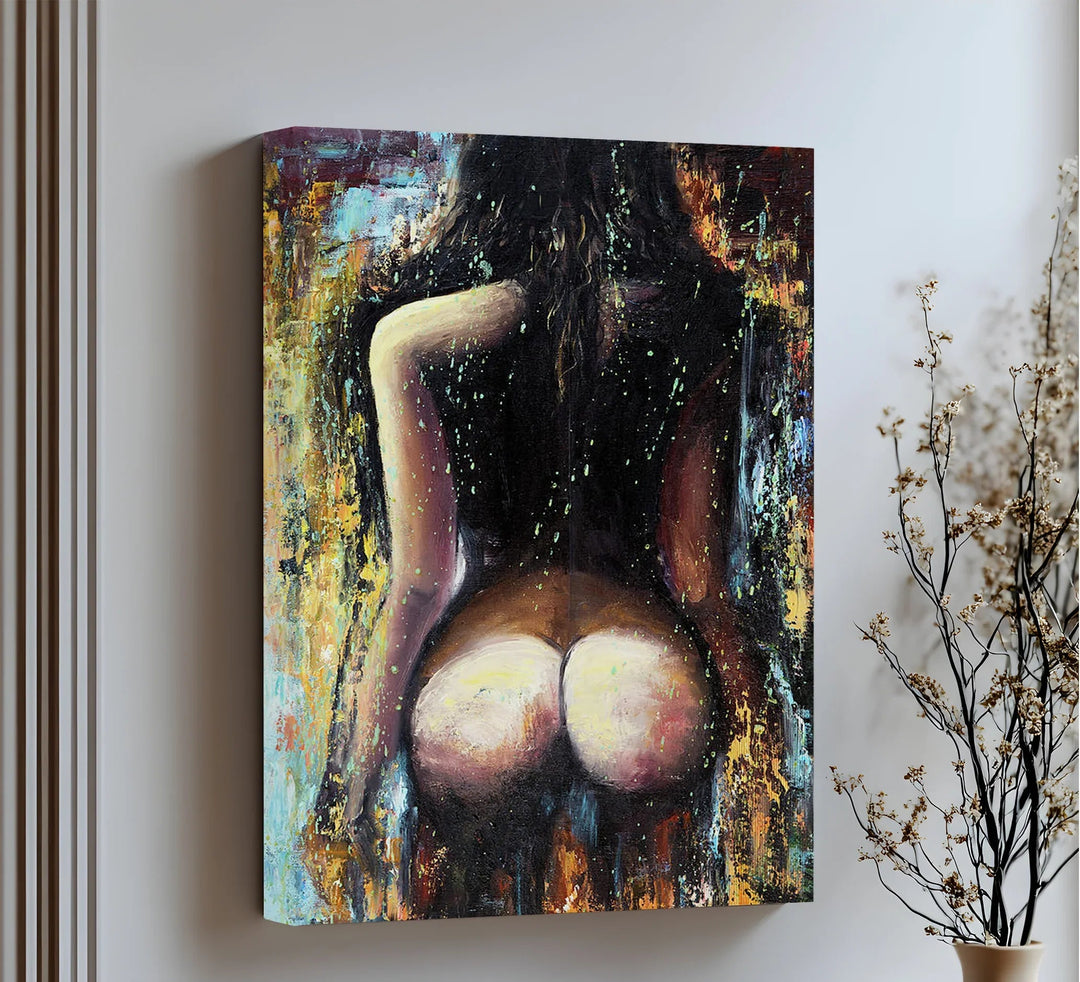 Obsidian Glow – Bold Abstract Nude Canvas Print - MyPhotoStation