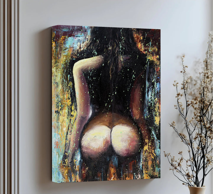 Obsidian Glow – Bold Abstract Nude Canvas Print - MyPhotoStation