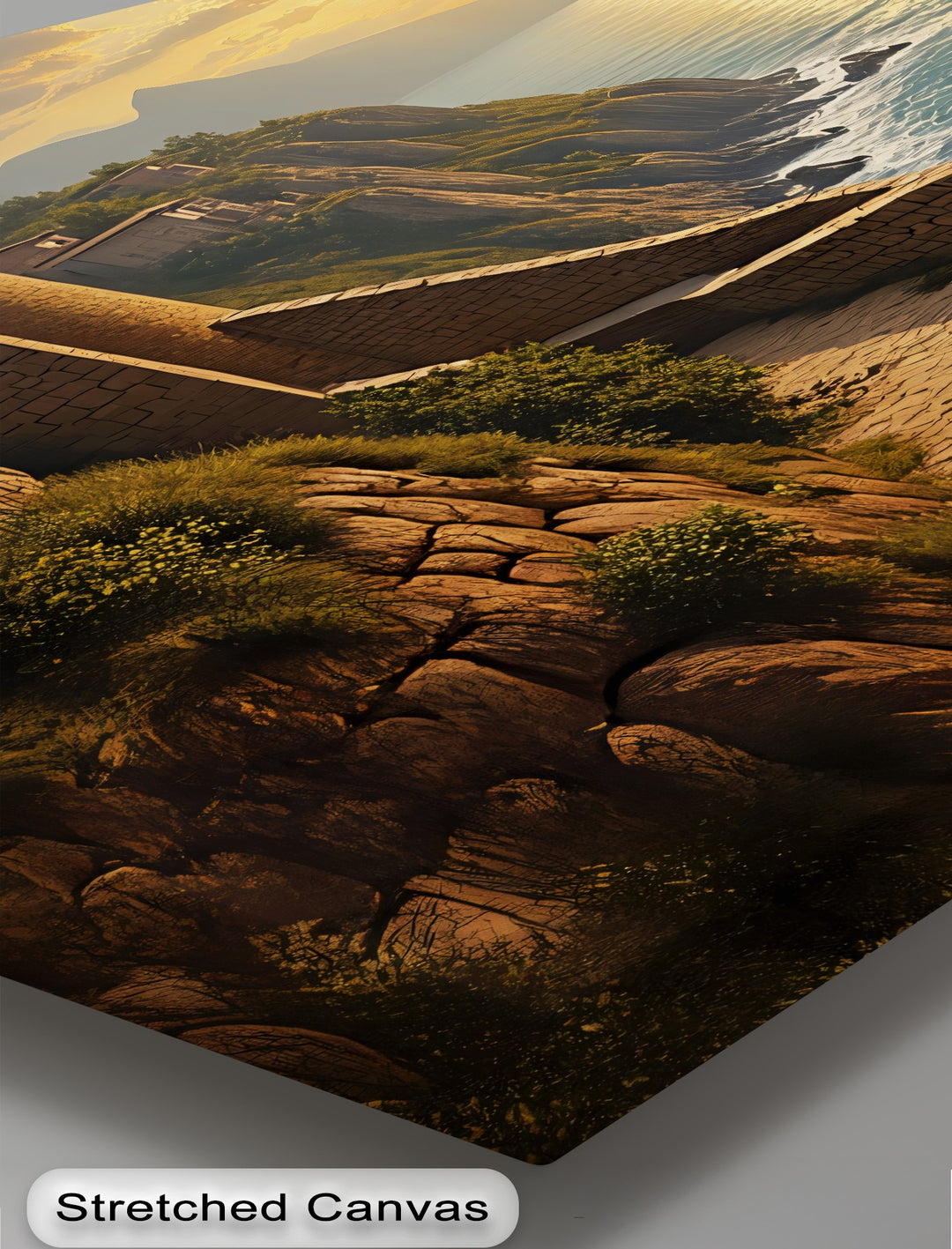Coastal Sunset Path – Mediterranean Seaside Canvas Wall Art | Canvas Art