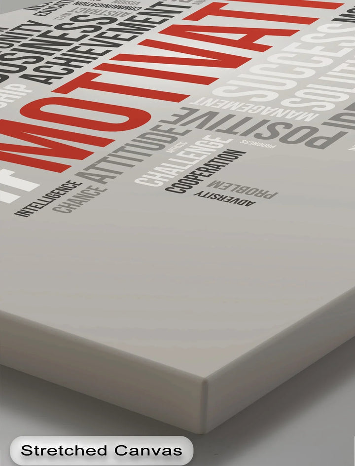 MOTIVATION Word Cloud – Modern Gray Canvas Print