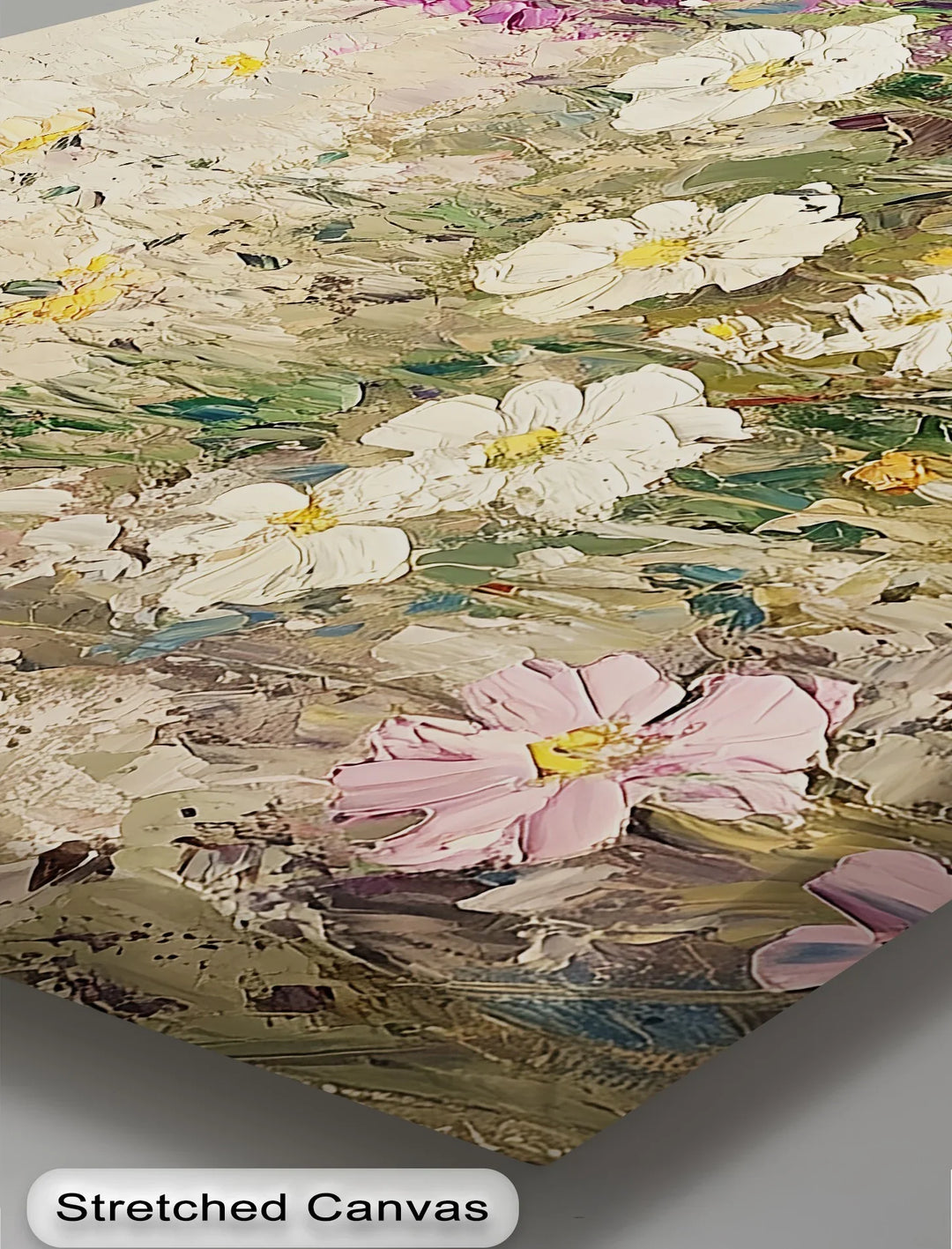 Soft Petals Symphony – Textured Wildflower Field Canvas Print - MyPhotoStation