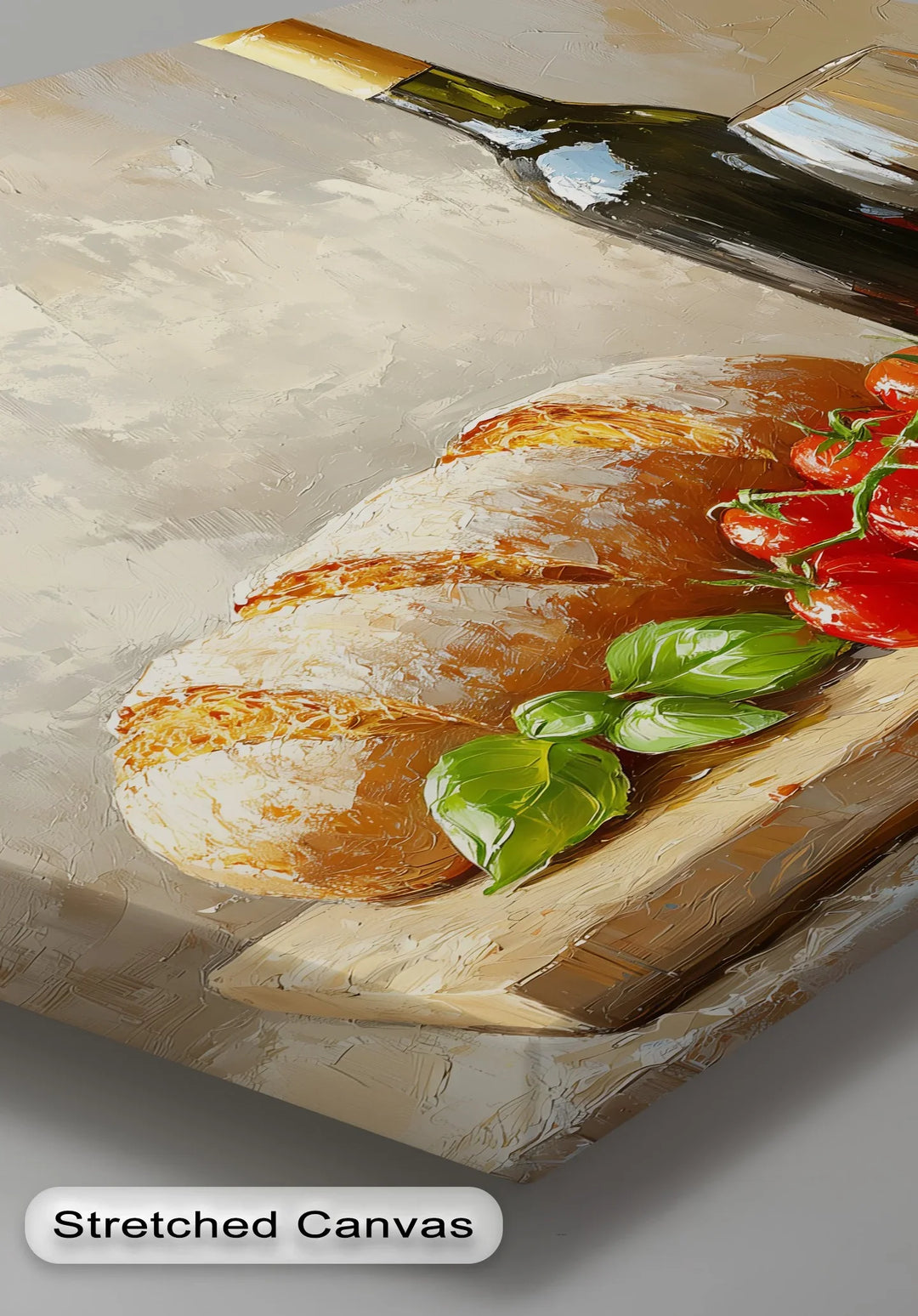 Italian Kitchen Still Life – Wine, Bread & Tomato Kitchen Canvas Art - MyPhotoStation
