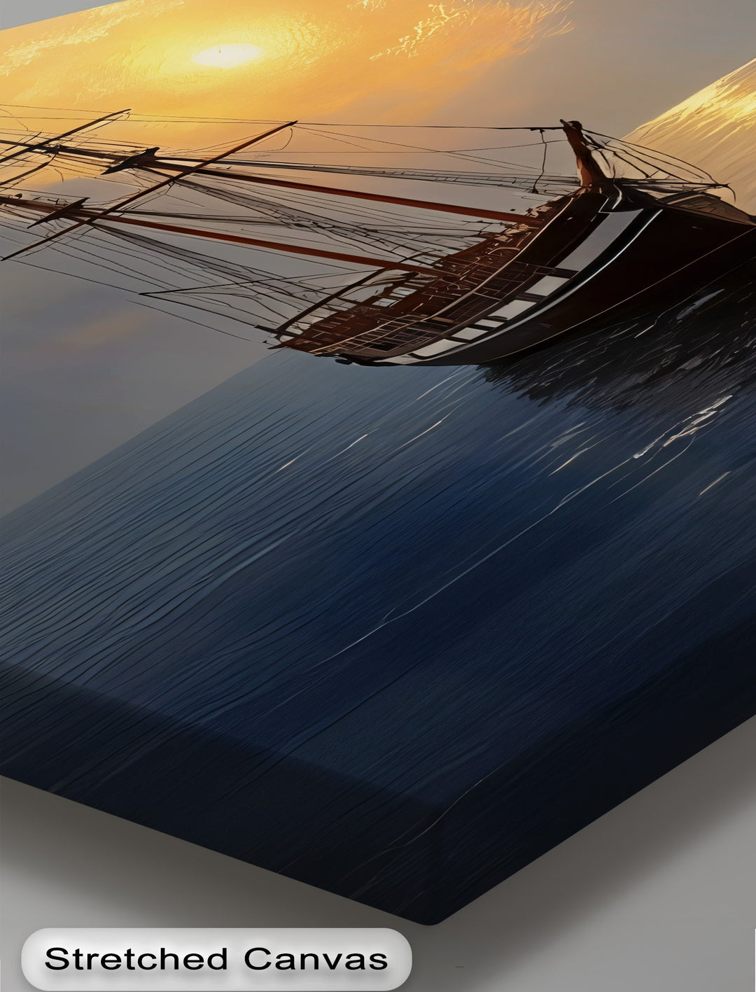 Golden Horizon Voyage – Sailing Ship Sunset Canvas Wall Art | Canvas Art