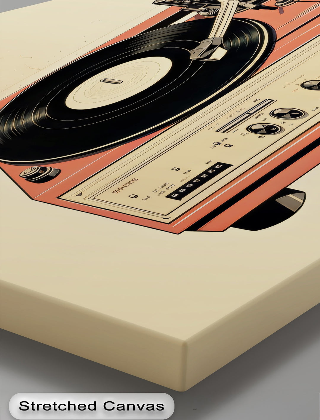 Crimson Vinyl Nostalgia – Retro Turntable Canvas Print