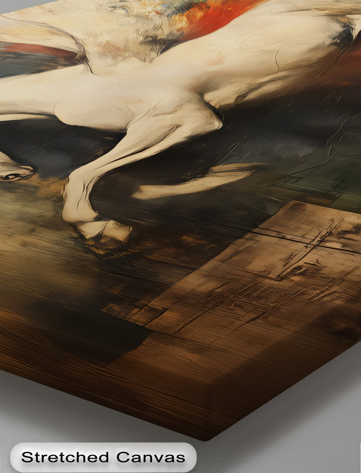 Wings of Flame – Abstract Pegasus in Fiery Tones Horse Canvas Print