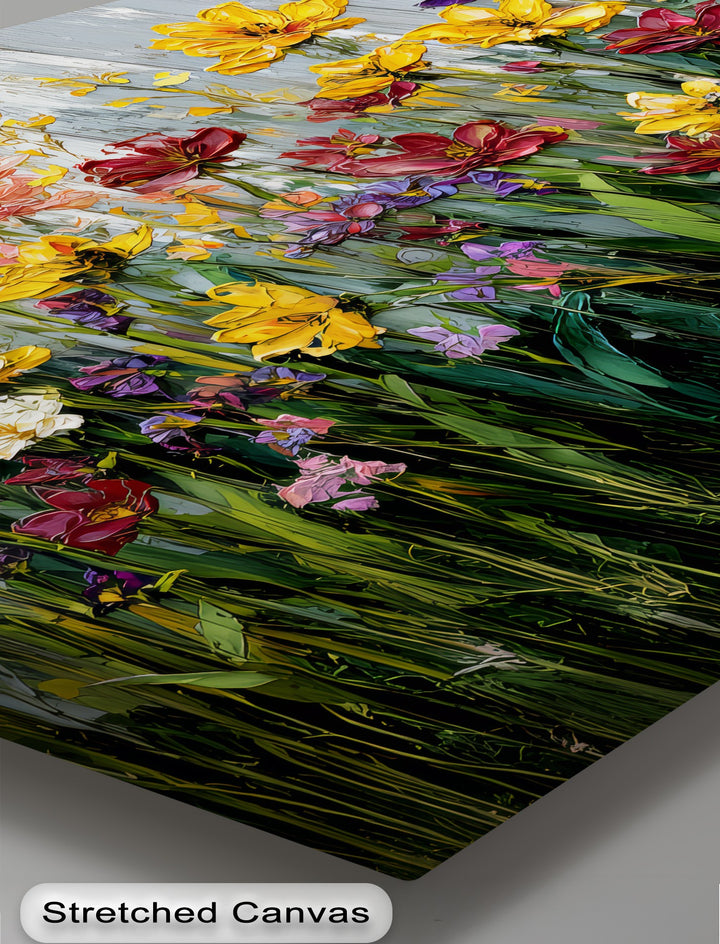 Wild Garden Symphony – Rustic Fence Flower Canvas Print