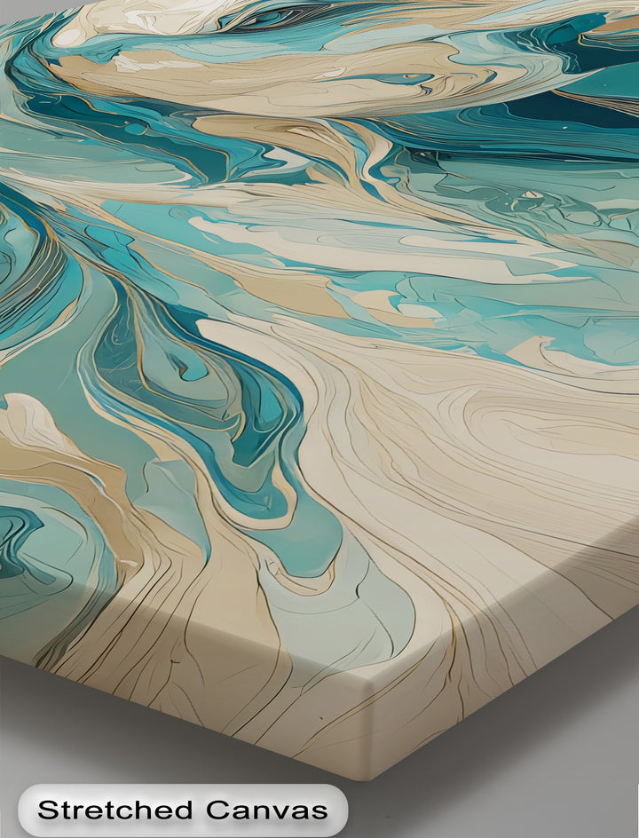 Whirlwind Spirit – Abstract Horse in Teal and Sand Canvas Print
