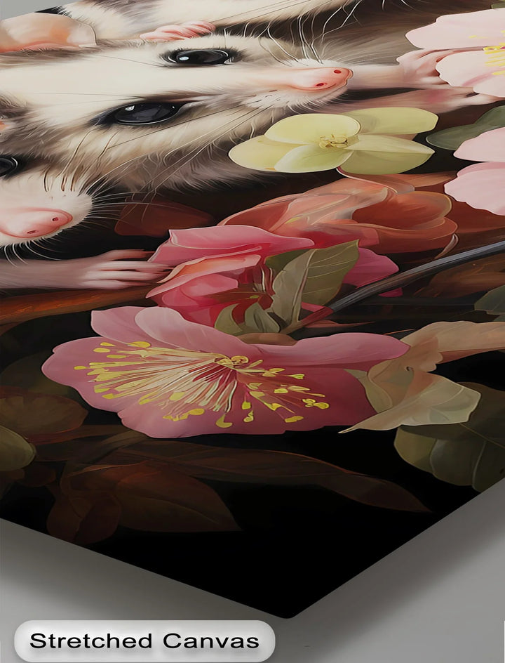 Curious Possum Trio Among Blossoms – Animal Canvas Print - MyPhotoStation