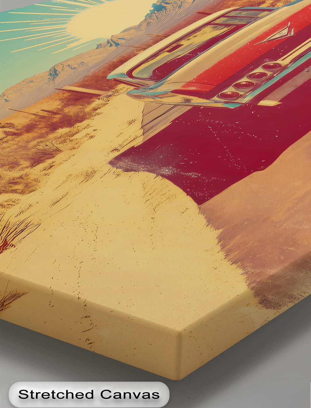 Sunset Cruise – Retro Desert Highway Canvas Print