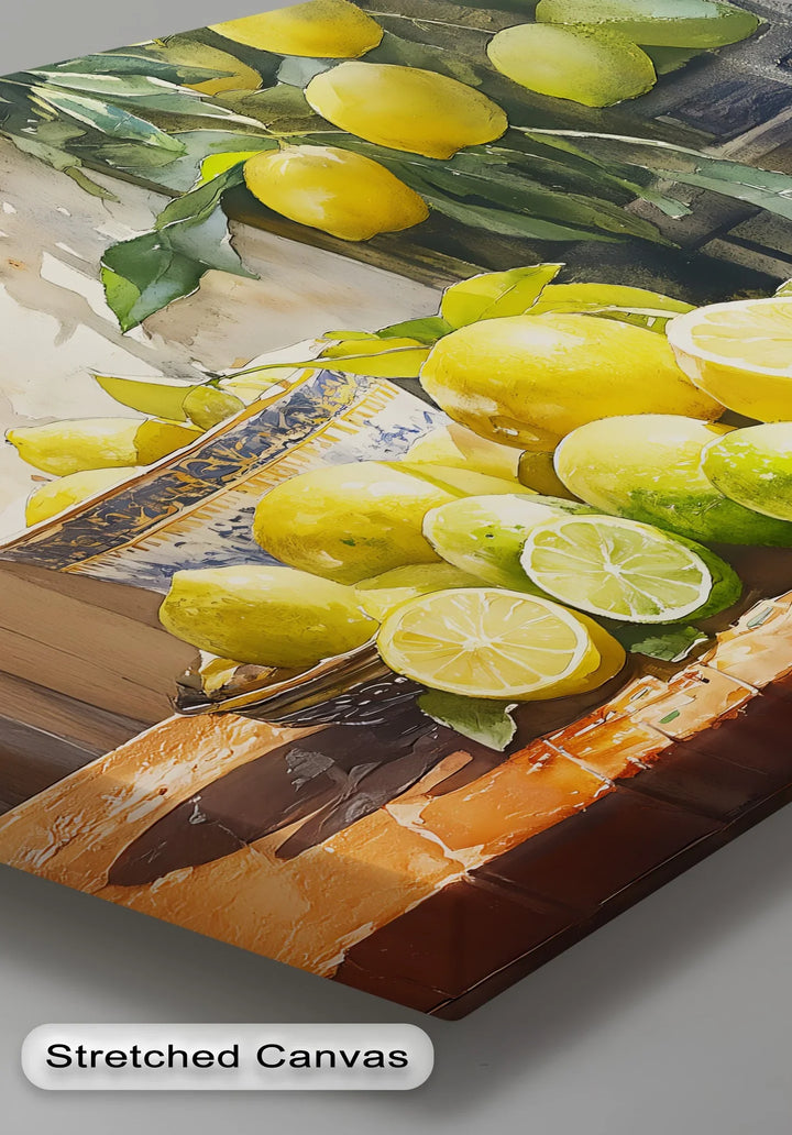Sunlit Citrus Still Life – Mediterranean Lemons and Limes Kitchen Canvas Print - MyPhotoStation
