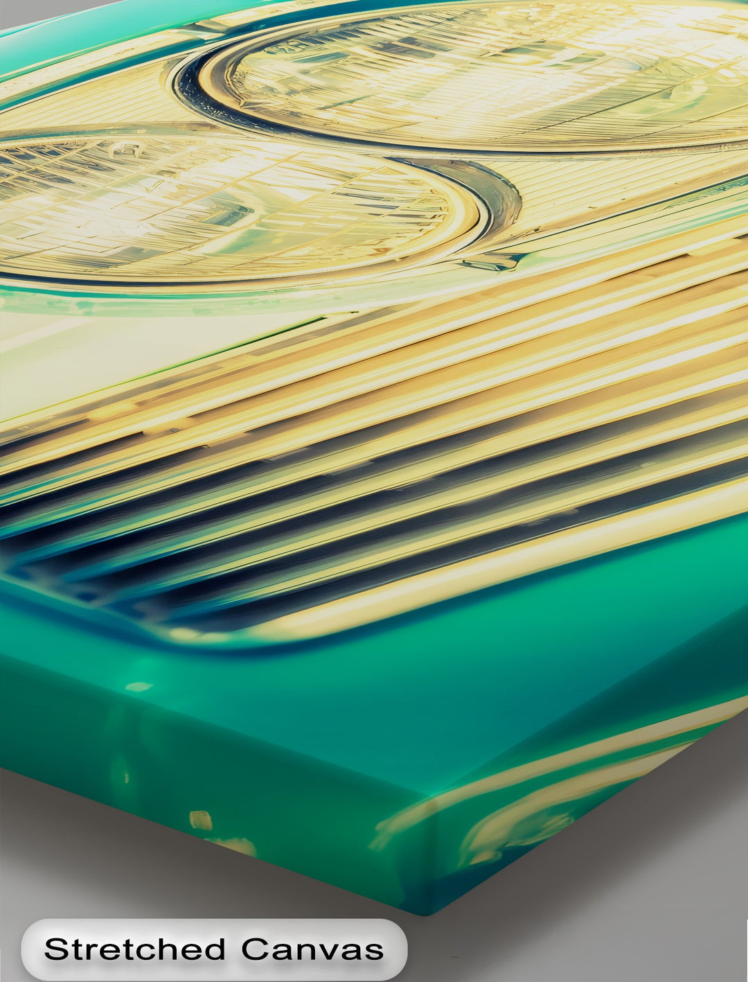 Golden Glow – Close-Up of Classic Car Headlights Canvas Print