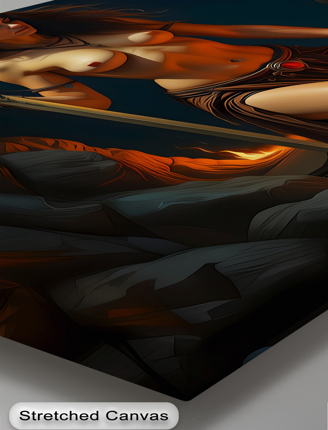 Flamebound Warrior – Fantasy Erotic Canvas Wall Art | Framed Art