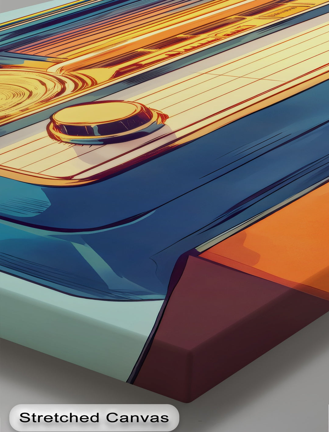Sunwave Tuner – Retro Blue and Orange Radio Canvas Print